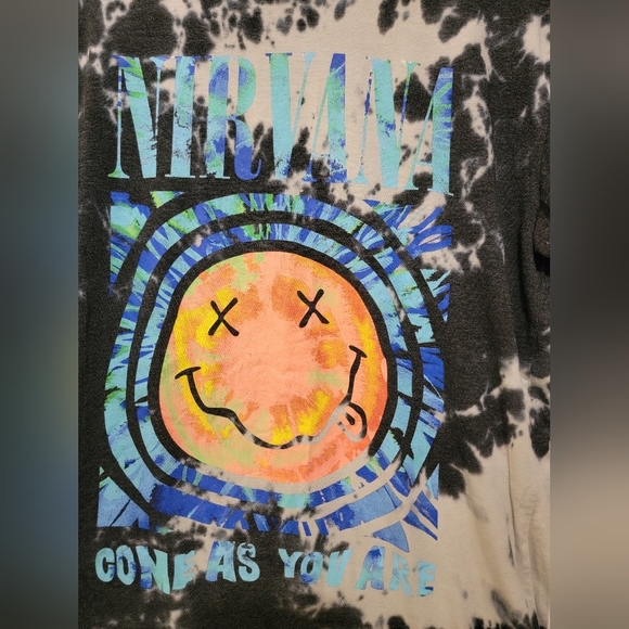 Nirvana Come As You Are Black Tie-Dye Graphic T-Shirt Mens M - Picture 4 of 6